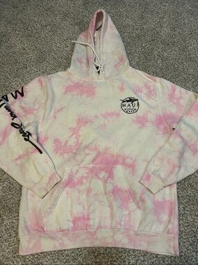 Maui and Sons Pink and Cream Tie-Dye Pullover Hoodie